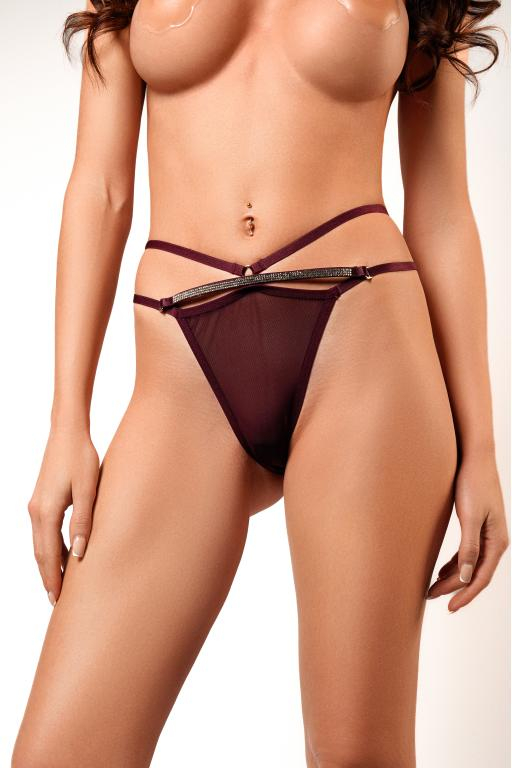 Трусики-стринги с двойным пояском "Amor El" фиолетовые, S 